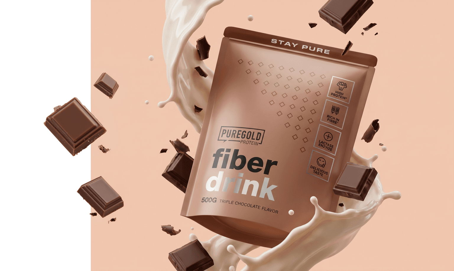 Pure Gold Fiber Drink triple chocolate flavor
