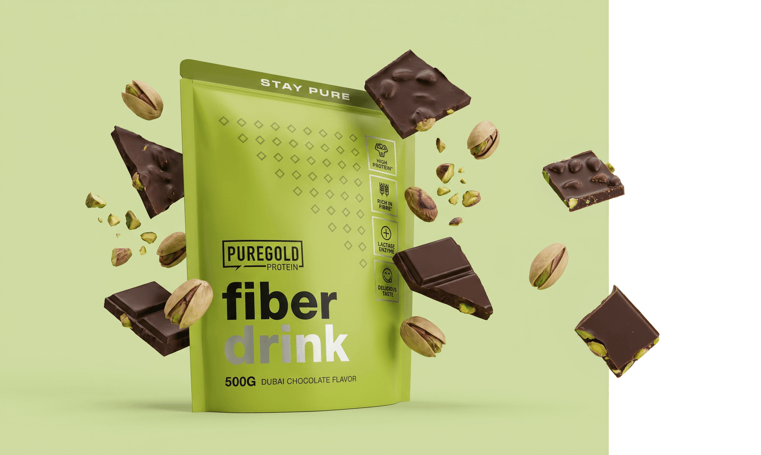 Pure Gold Fiber Drink Dubai chocolate flavor