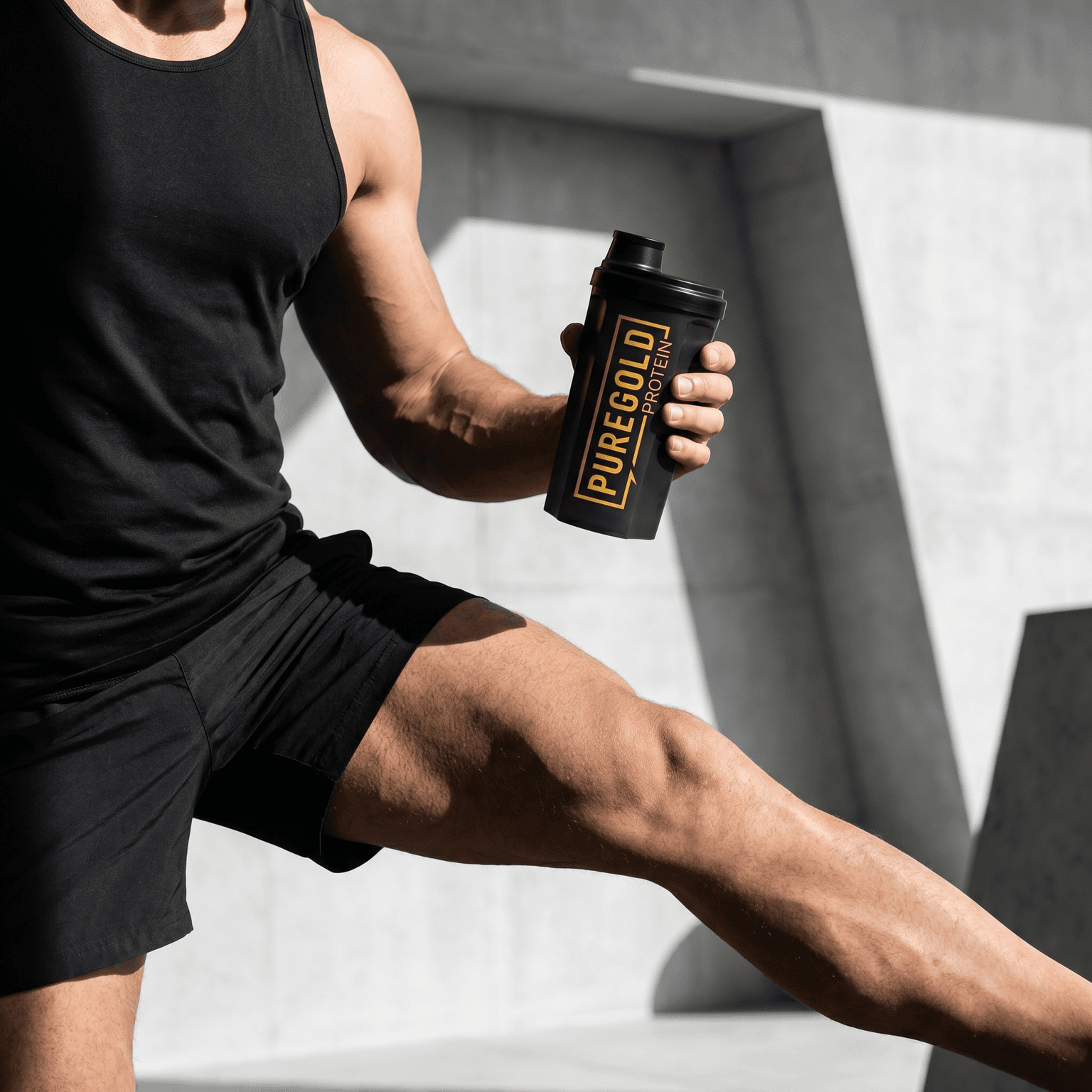 Male athlete with shaker